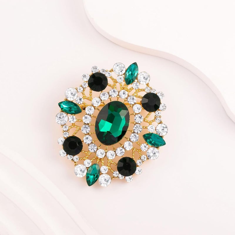 LAXPICOL Vintage Clear Austrian Crystal Brooch Pin for Women Elegant Wedding Bridal Brooches Broach Pin 1.69"*1.39" - Image 4